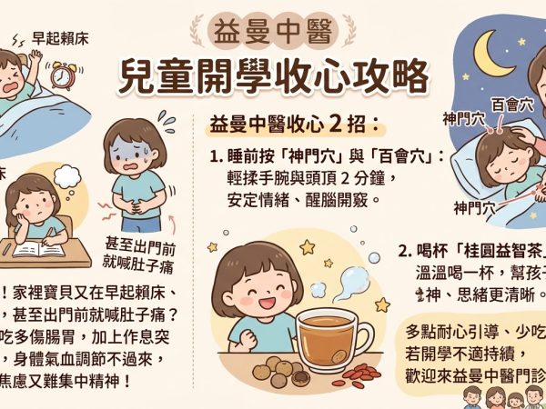 開學發呆、喊肚子痛不是裝的！益曼中醫 2 招幫孩子無痛收心