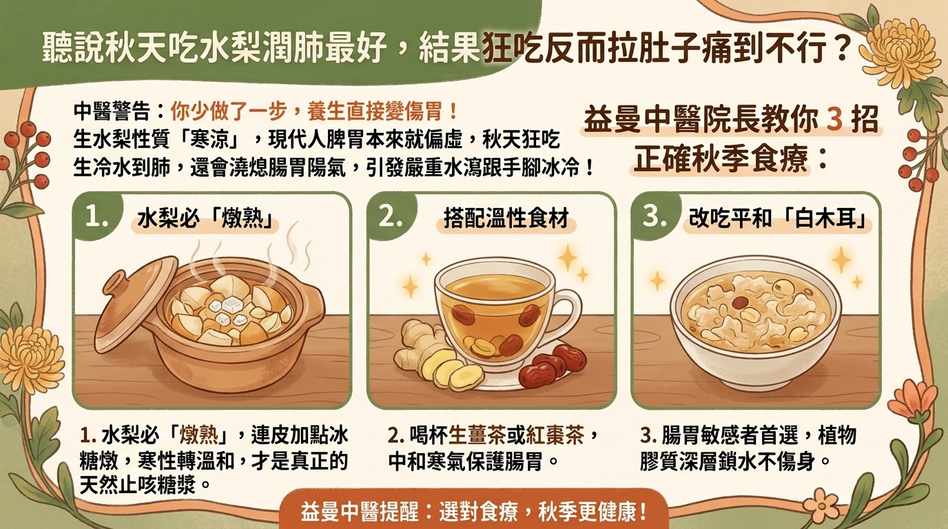 一換季就狂嗑水梨潤肺？中醫警告：生吃「這部位」最寒！吃錯吃法養生不成先傷身