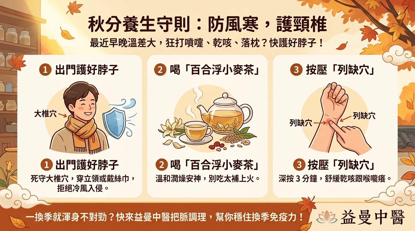 秋天吹風秒落枕？中醫警告：「這部位」千萬別受寒！3招實用自救法