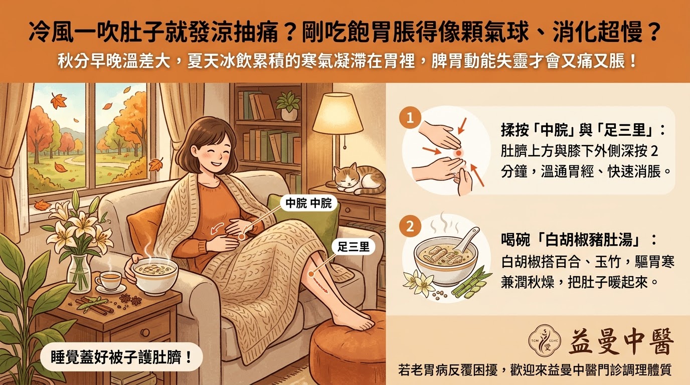 中脘穴足三里艾灸按摩,中藥,中醫,五臟保健,保健,保養,內科,台北市中醫診所推薦,台北減肥推薦,四季食療,埋線,女中醫,女醫師,換季,新北市中醫診所推薦,新北減肥埋線推薦,暖胃,松江南京捷運站,消化不良,減重,減重門診,溫中散寒,生薑,益曼中,秋分,秋天養生,秋季養生,秋燥傷脾胃,穴位埋線,胃寒,胃痛,胡椒,胡椒豬肚湯,脹氣,臨床醫學博士,藥膳,調理,養生,養肝,養身,體質,體質調理 @益曼小天使 (益曼中醫) Emen Traditional Chinese Medicine Clinic (Emen TCM Clinic)