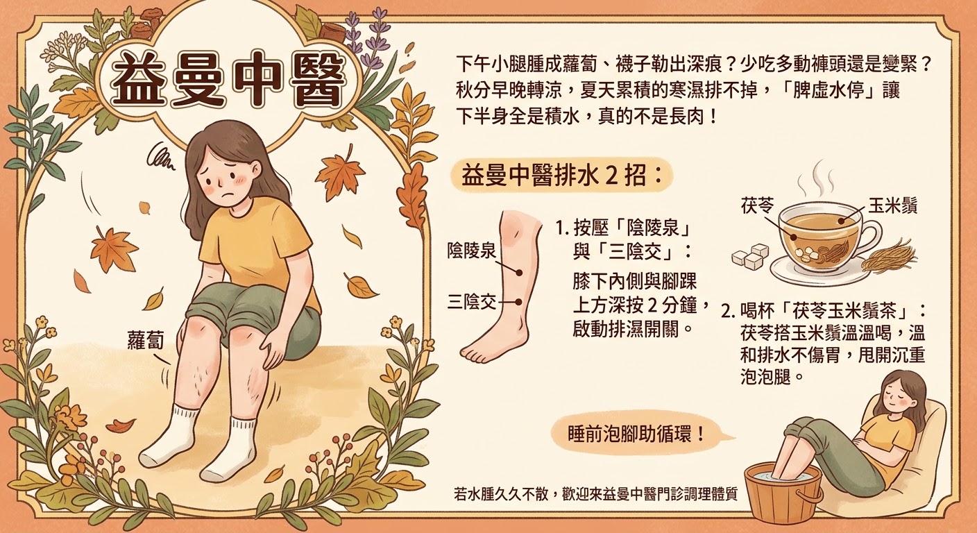 三陰交穴陰陵泉穴按摩,下半身胖,下肢沉重,中藥,中藥減肥,中醫,五臟保健,保健,保養,內科,內臟脂肪,台北市中醫診所推薦,台北減肥推薦,埋線,女中醫,女醫師,換季代謝慢,新北市中醫診所推薦,新北減肥埋線推薦,松江南京捷運站,水腫,減肥,減重,減重門診,益曼中醫,秋分,秋季養生,穴位埋線,美顏針,美顏體態中醫雕塑,脾虛濕困,臨床醫學博士,茯苓玉米鬚消腫飲,調理,食補,養生,養肝,養身,體質,體質調理 @益曼小天使 (益曼中醫) Emen Traditional Chinese Medicine Clinic (Emen TCM Clinic)