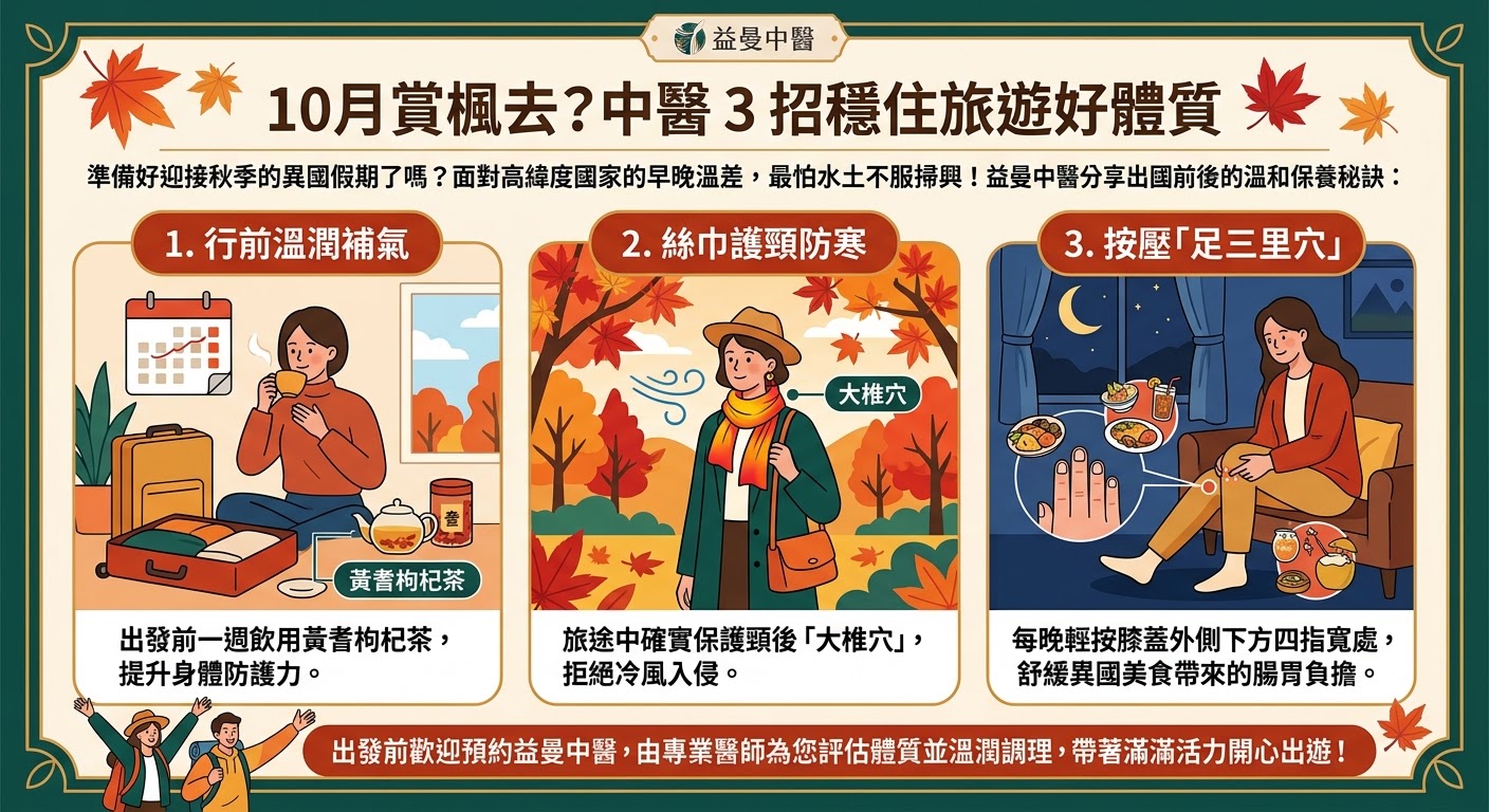 10月出國賞楓怕感冒？中醫 3 招打造「旅遊好體質」