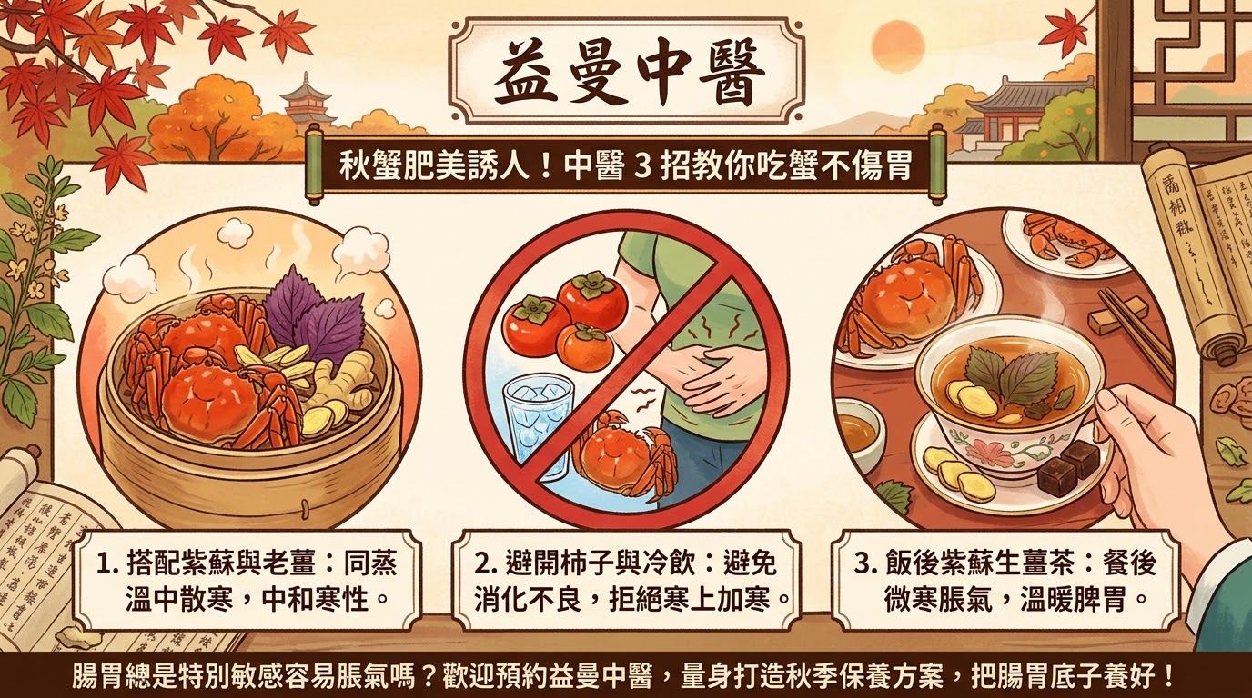 秋蟹肥美狂嗑惹禍？中醫點名「2大禁忌」千萬別犯，加碼一帖神級暖胃茶！