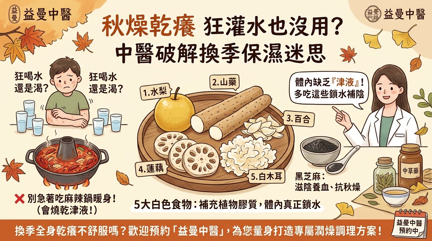 秋燥乾癢狂灌水也沒用？新聞熱議「5大潤肺神物」，中醫破解換季保濕迷思！