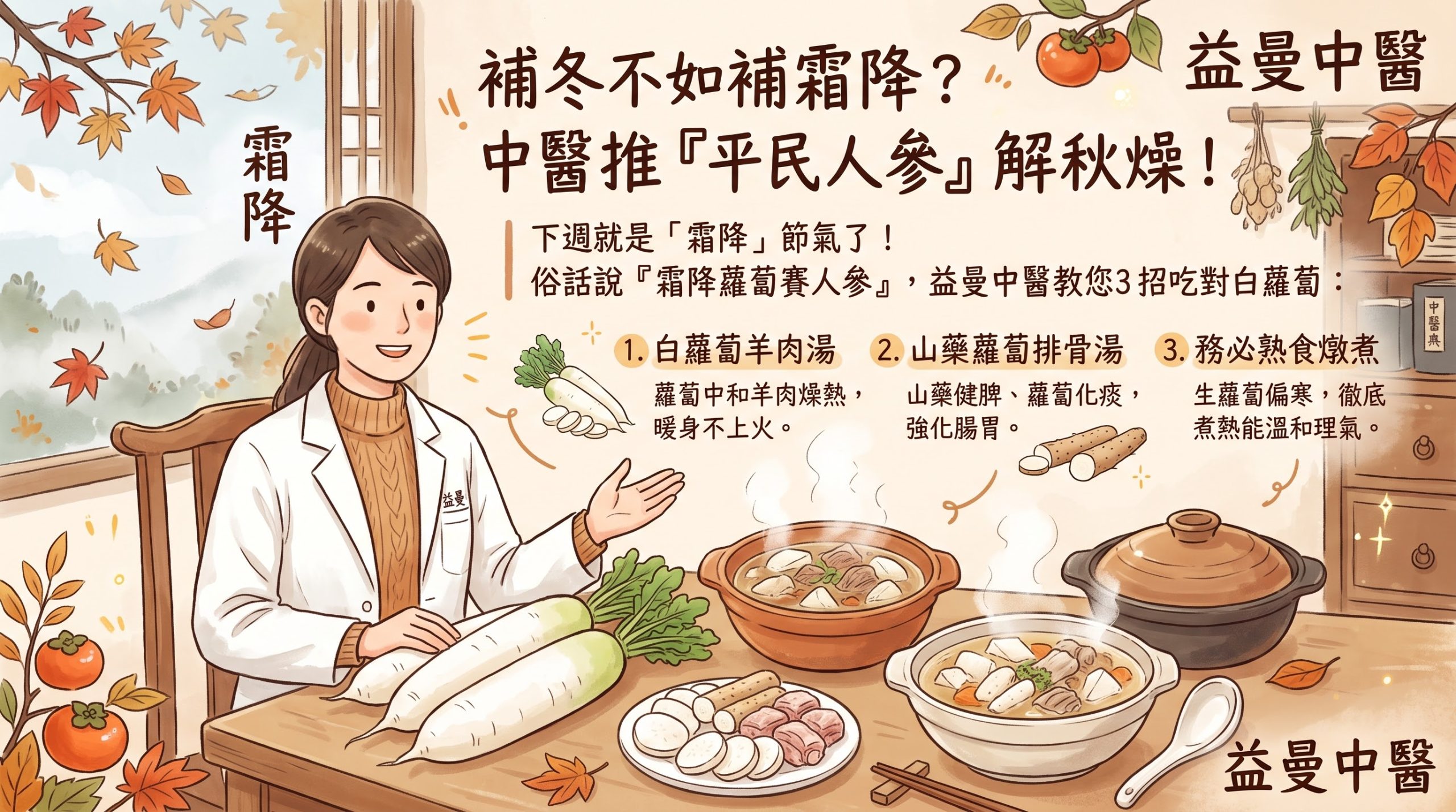 補冬不如補霜降！新聞熱搜「平民人參」，中醫推 3 款白蘿蔔神湯化痰解秋燥